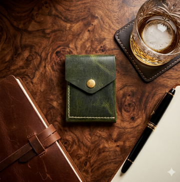 Classic Style with Premium Double Fold Topkapi Olive & Crimson Crown Wallets